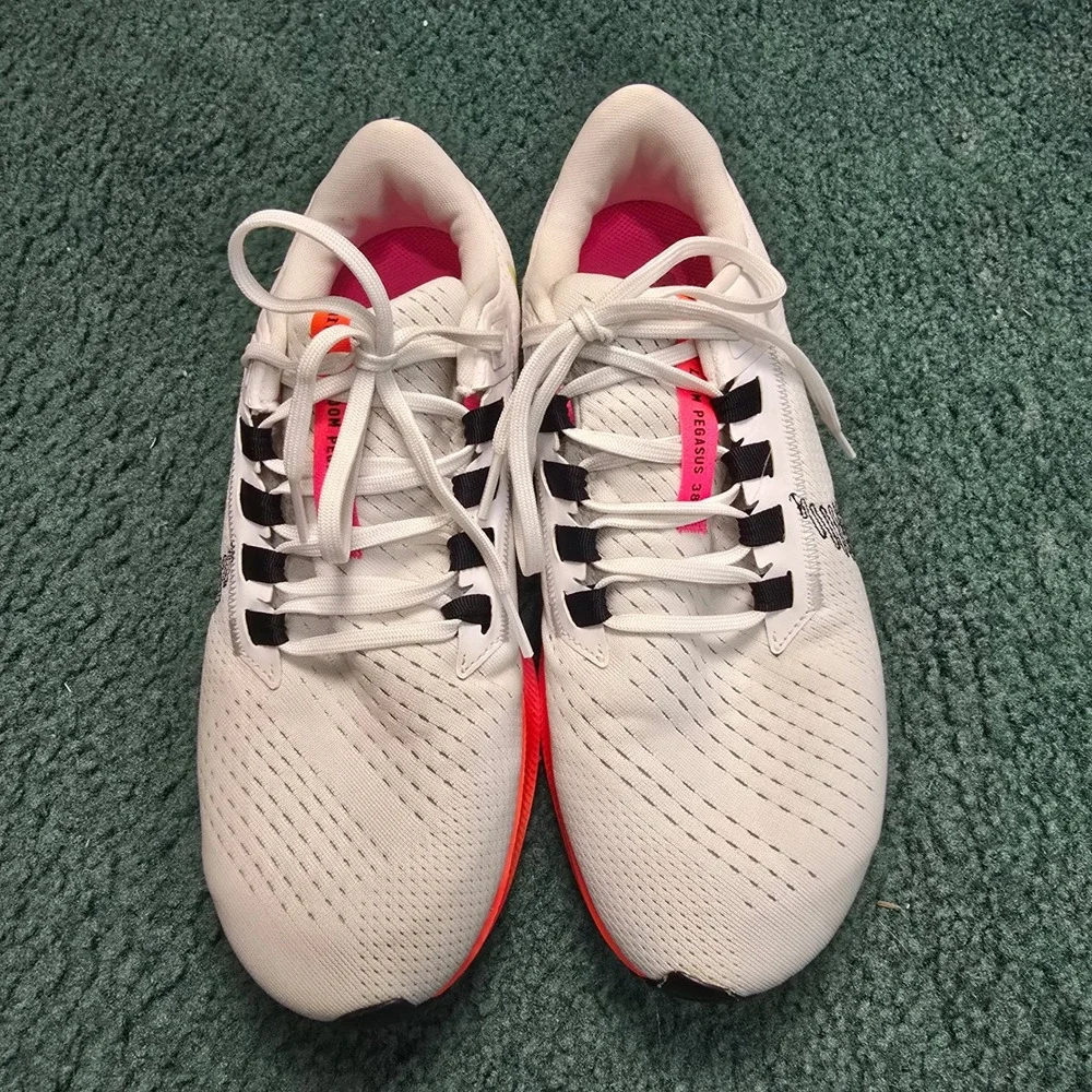 Nike Air Zoom Pegasus 38 Flyease 9.5 Womens Running Shoes White Pink DJ5401-100